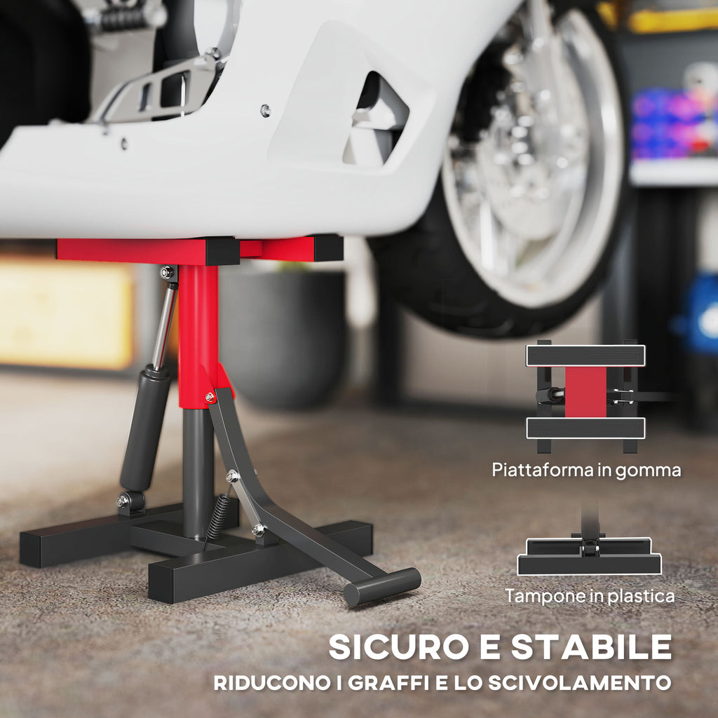 Steel Motorcycle Stand, 150kg Capacity, Adjustable Height and Non-Slip Surface, Red