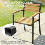 Outsunny Set of 2 Stackable Outdoor Chairs in Wood and Steel, Natural Wood Color