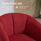 Modern Swivel Armchair with Padded Seat in Bouclé Fabric for Living Room and Office, Wine Red