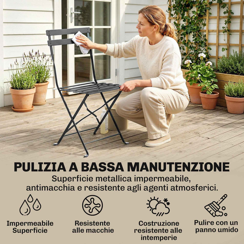 Outsunny Set of 2 Folding Garden Chairs with Slatted Seat