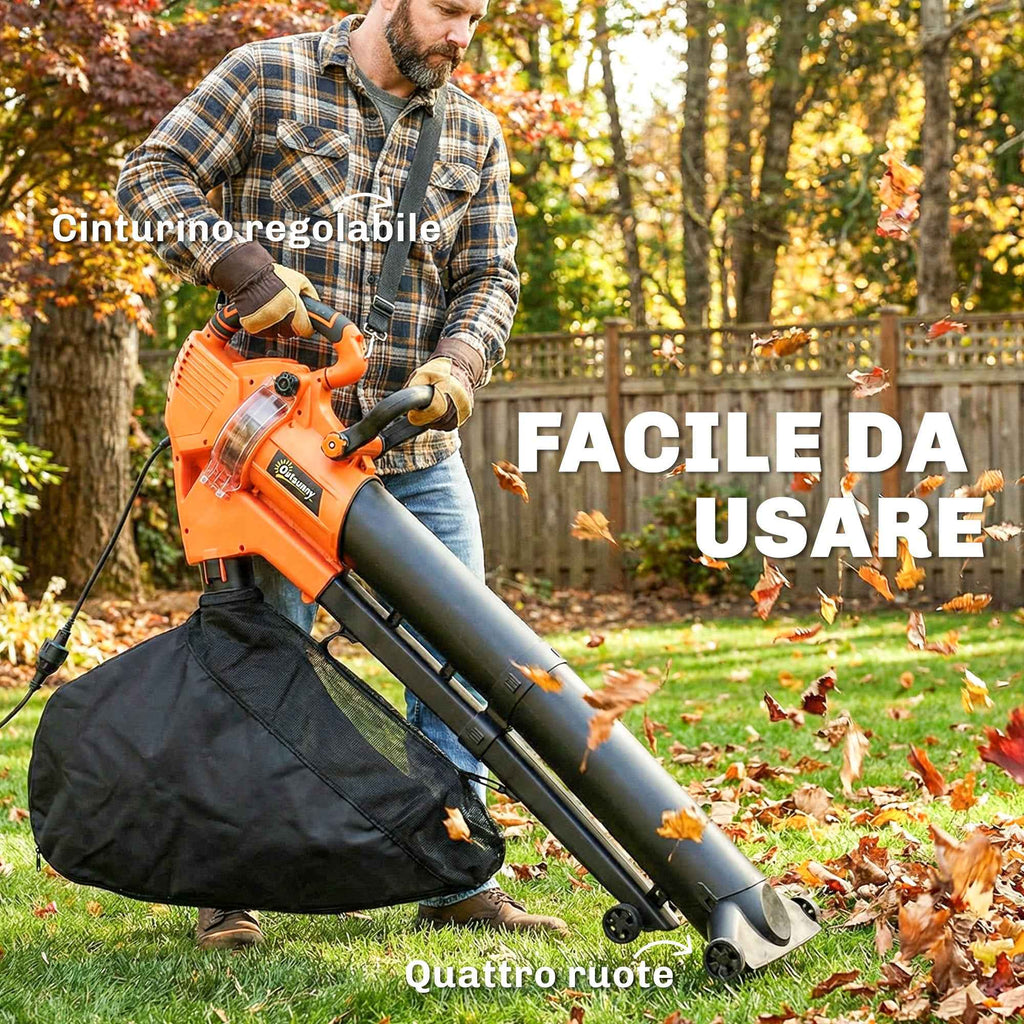 Outsunny 3-in-1 Leaf Blower, Vacuum, and Shredder 3000W, Lightweight