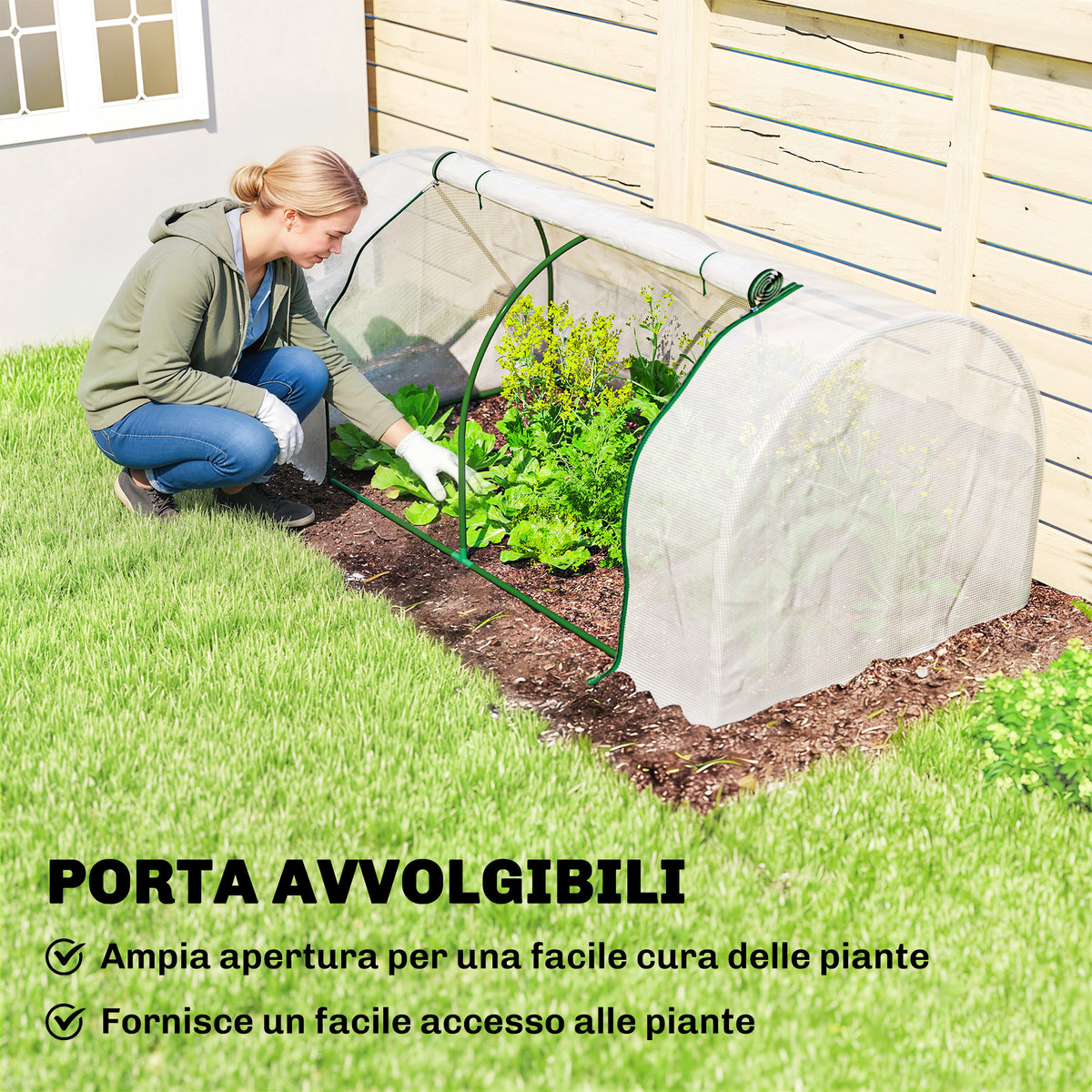 Outsunny Steel Tunnel Greenhouse with PVC Cover, 200x100x80 cm, White