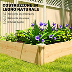 Outsunny Vegetable Garden in Box with Central Divider and Open Bottom, in Fir Wood, 235x121x26 cm, Wood Color