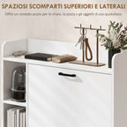 HOMCOM Slim Shoe Rack with 2 Tilting Drawers and 3 Open Compartments, Capacity 15 Shoes, 83x24x90.5 cm, White