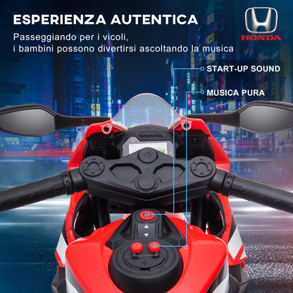 Electric Motorcycle for Children with HONDA License, Rechargeable 6V Battery, Speed 3km/h, Red