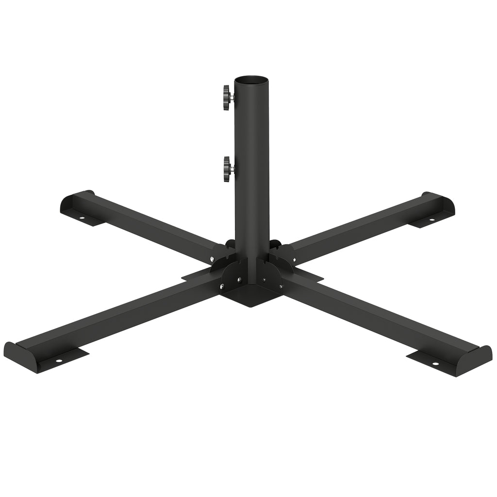 Outsunny Folding Cross Base for 38-48mm Umbrellas, Patio Stand, Dark Grey