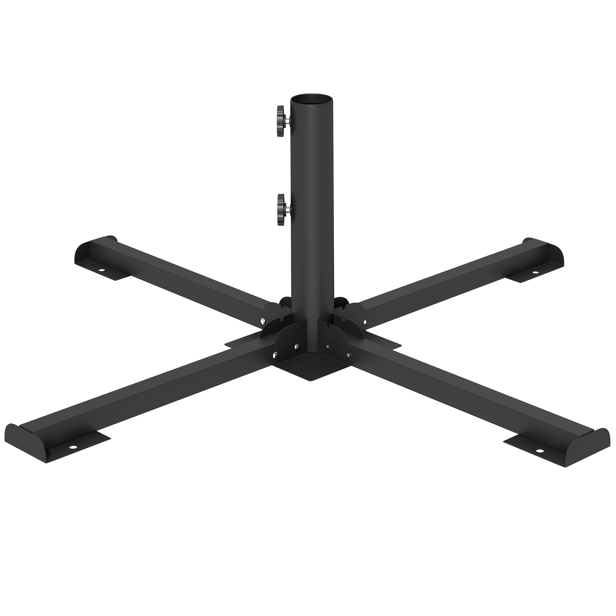Outsunny Folding Cross Base for 38-48mm Umbrellas, Patio Stand, Dark Grey