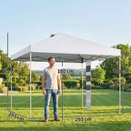 Outsunny 3x3m Pop Up Gazebo with Pockets, UPF 50+, with Sandbags and Wheeled Bag, White
