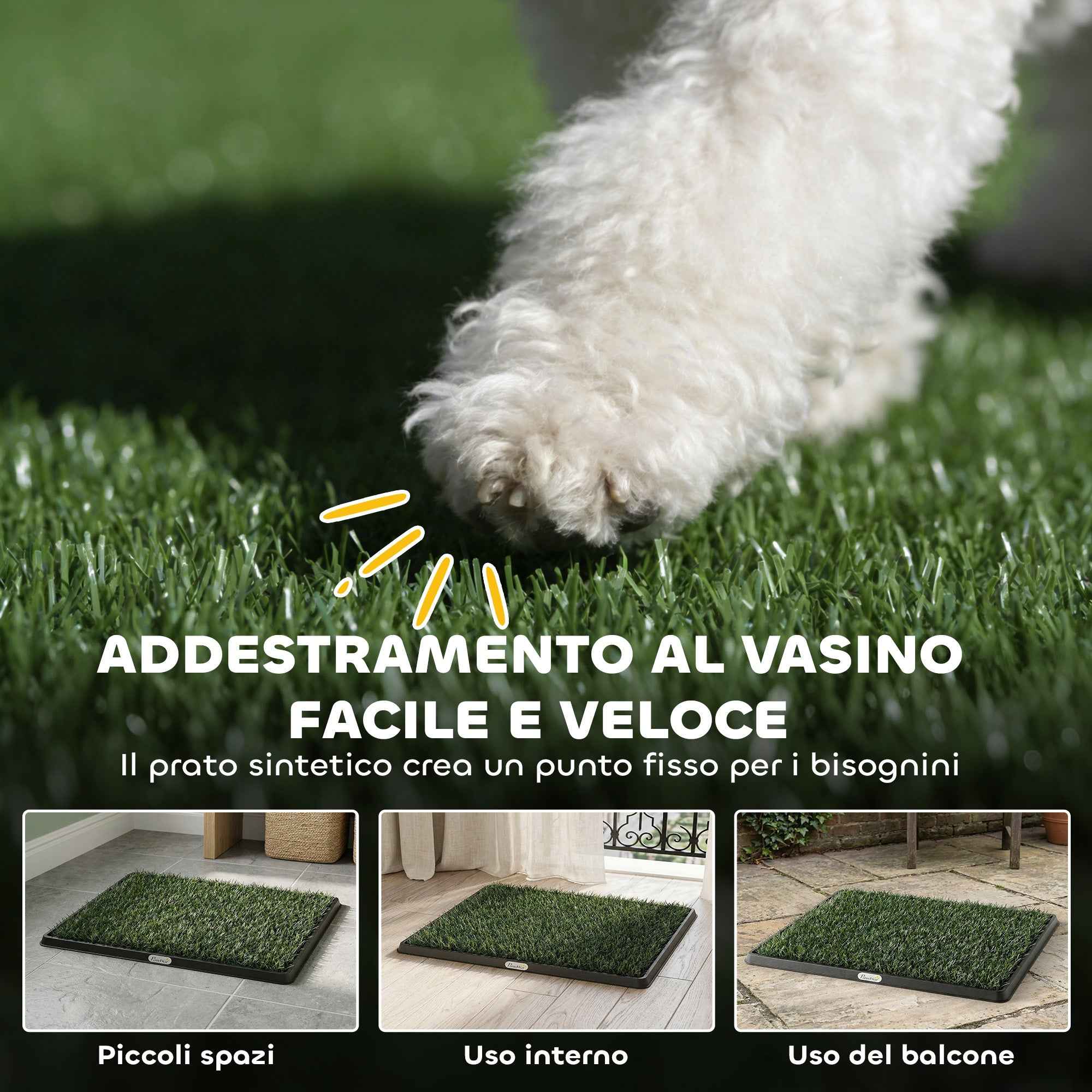 PawHut Washable Artificial Grass Dog Mat with Tray for Indoor and Outdoor Use 76 x 50.5 cm