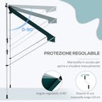 Outsunny 2x1.5m Outdoor Roller Awning with Crank, Adjustable Height and Angle, Green