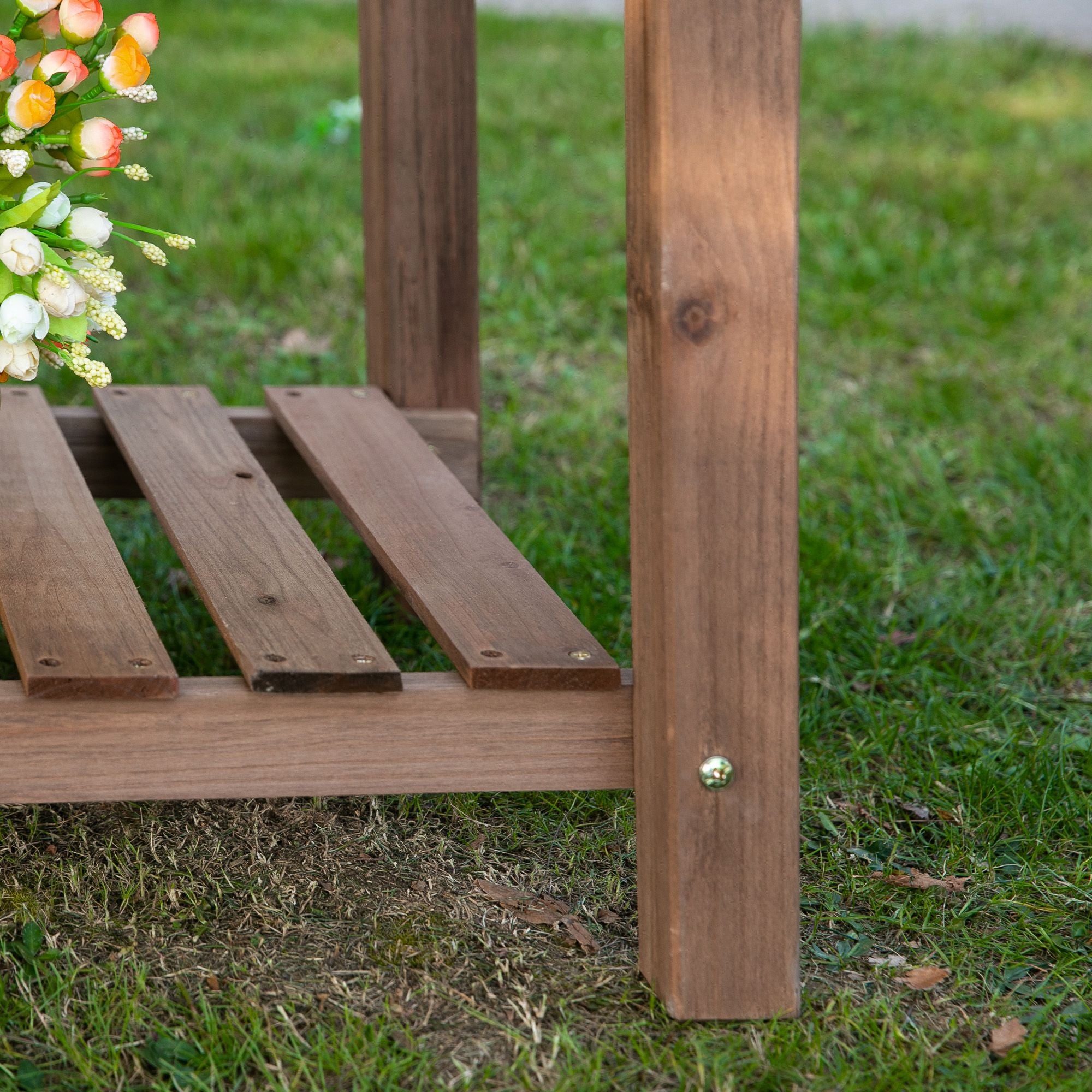 Outsunny bed for raised wooden vegetable garden with folding shelf and lower shelf, 123x54x74cm - Borgè