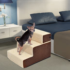 3-Step Removable Non-Slip Dog and Puppy Ladder, Beige and Brown, 54x40x39cm