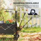 Garden Trolley 160L Foldable with Adjustable Handle, Capacity 100 kg, 95x55x102 cm, Black