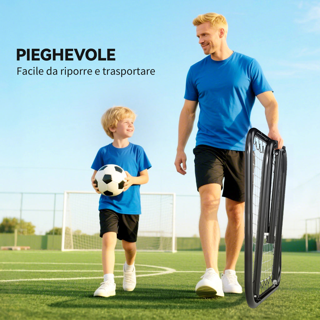 Metal Soccer Rebounder with Adjustable Angle, 78x84x65-78 cm