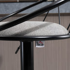 Set of 2 Bar Stools with Backrest and Footrest, Adjustable Height and Padded Seat, Grey