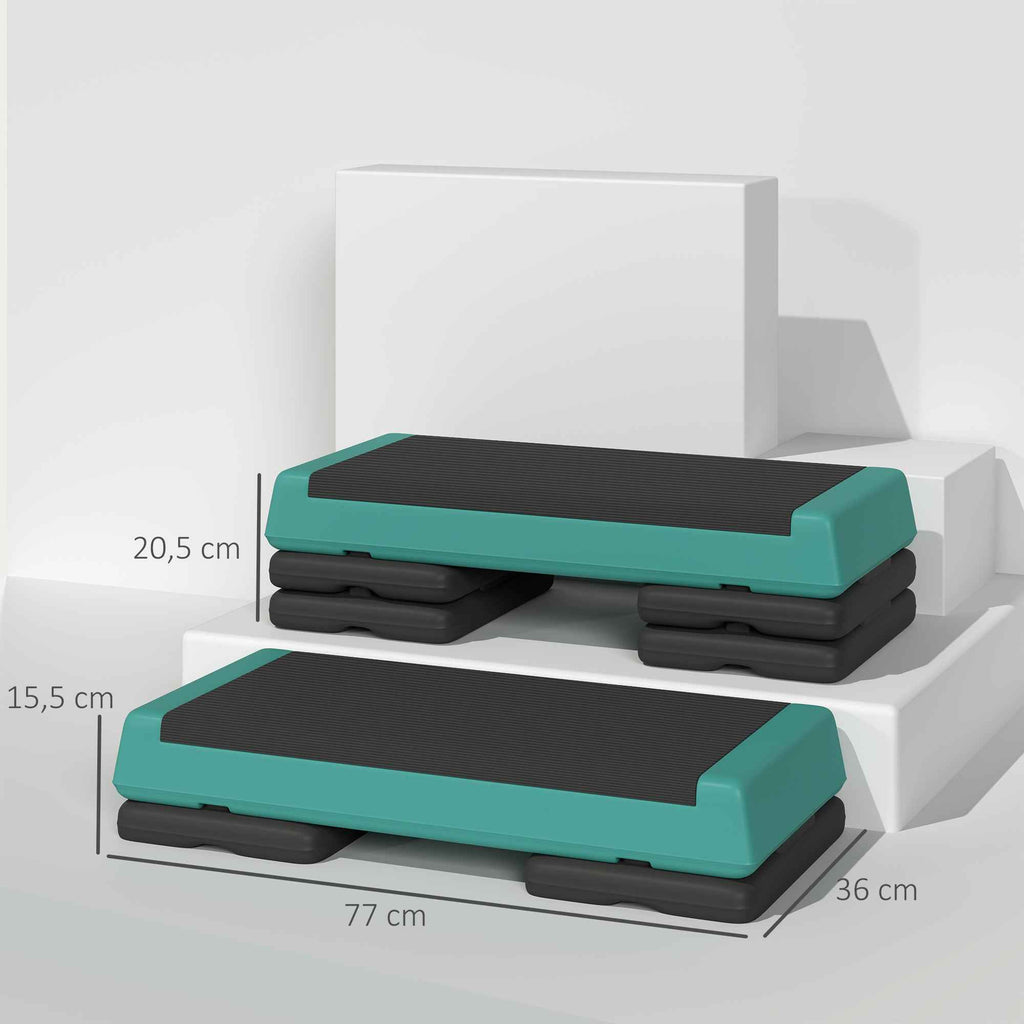 SPORTNOW Fitness Stepper Adjustable to 10.5/15.5/20.5 cm with Non-Slip Surface and 250 kg Capacity, Green