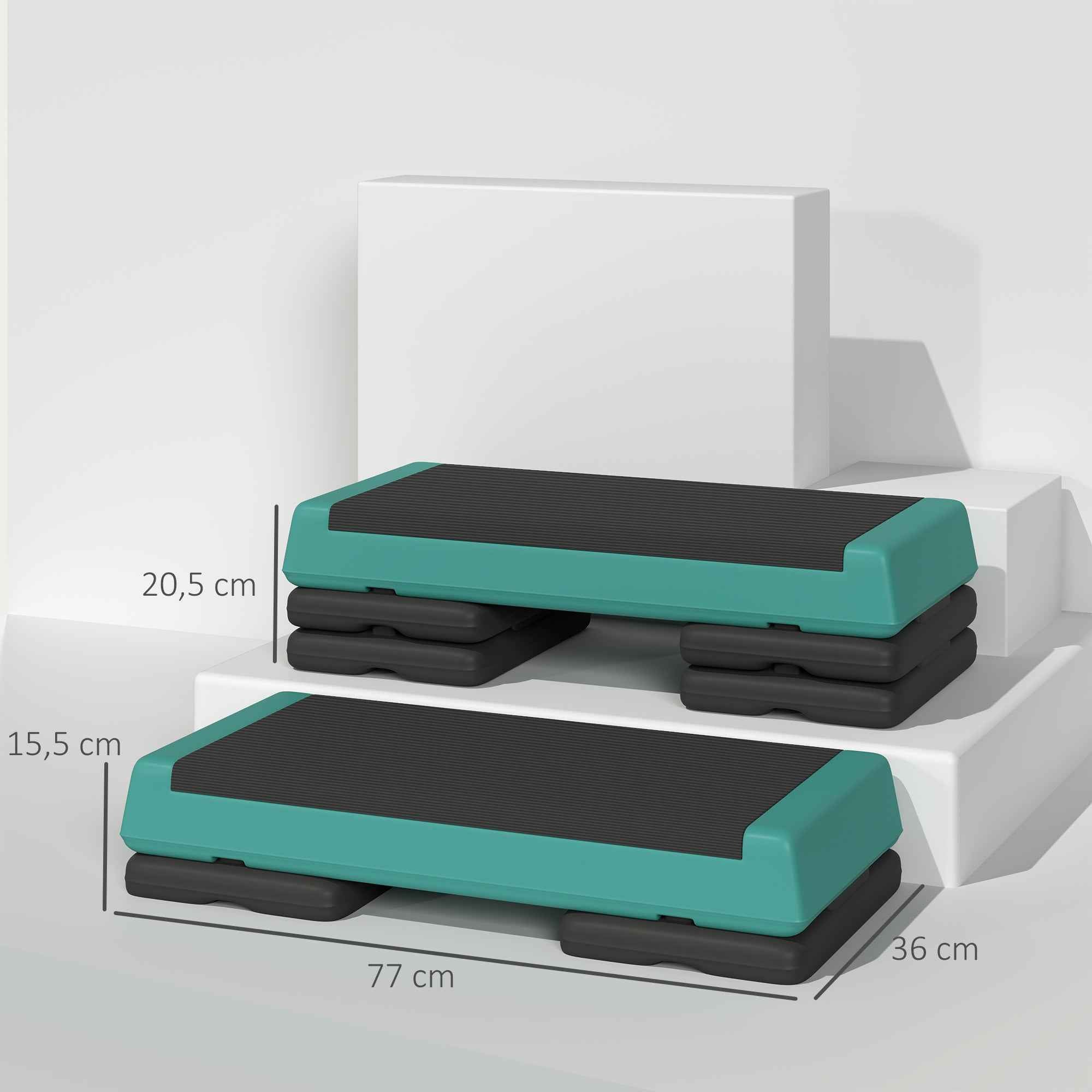 SPORTNOW Fitness Stepper Adjustable to 10.5/15.5/20.5 cm with Non-Slip Surface and 250 kg Capacity, Green