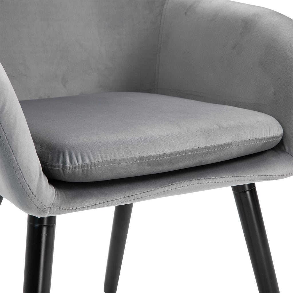 Homcom set of 2 chairs per dining room with padded and velvet armrests, 54x56x74cm, gray - Borgè