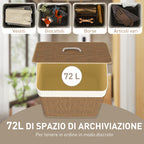72L Laundry Hamper with Bamboo Lid, Rope Handles and Removable Bag, Brown