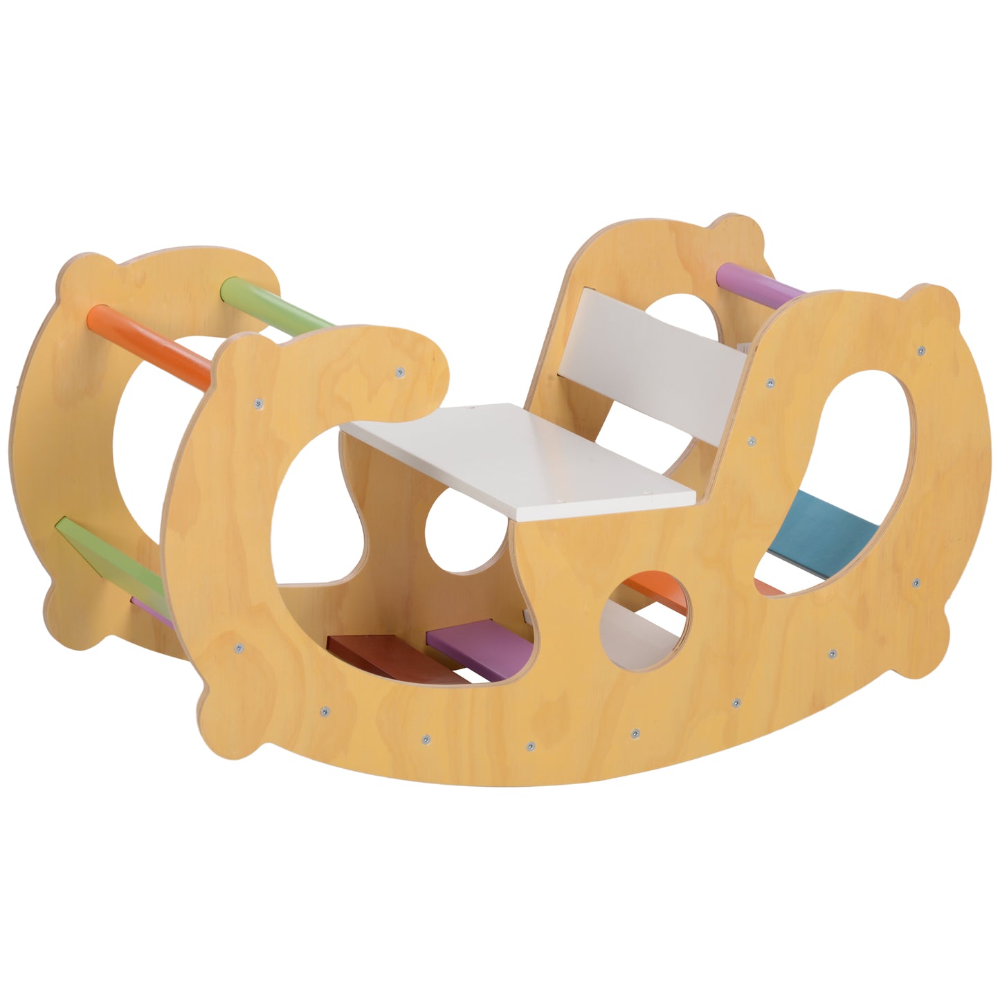 AIYAPLAY Children's Game 2 in 1 Montessori Arch and Rocking Chair for Indoor Use, in Pine Wood, 91x41x48 cm