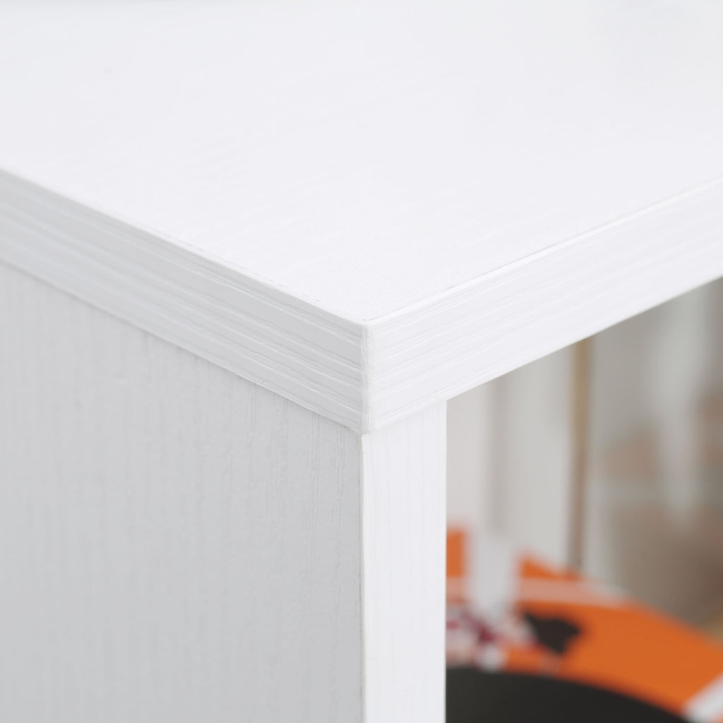 Low Wooden Bookcase, Multipurpose Cabinet Modern Design White with Adjustable Shelf 40x24x61cm