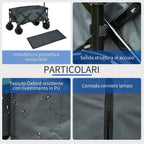 Outsunny Garden Trolley max load 70kg with Telescopic Handle, in Metal and Oxford Fabric, 108x55 cm, Gray - Borgè
