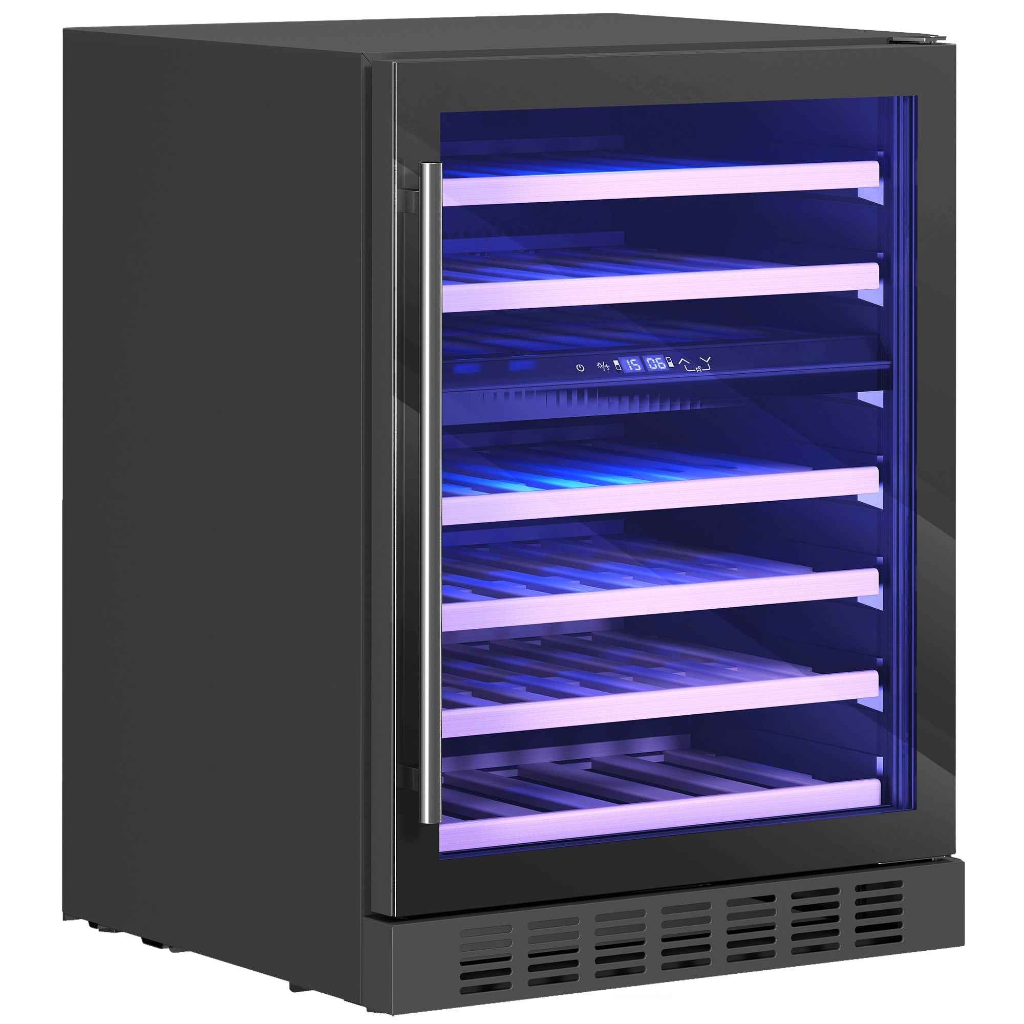 HOMCOM Wine Cooler, Dual Temperature, 5–18°C, 46 Bottles, 131L, Triple Tempered Glass Door, Black