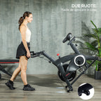 Magnetic Exercise Bike with 10kg Flywheel, Adjustable Seat and Handlebars, LCD Monitor, Tablet Holder, Black
