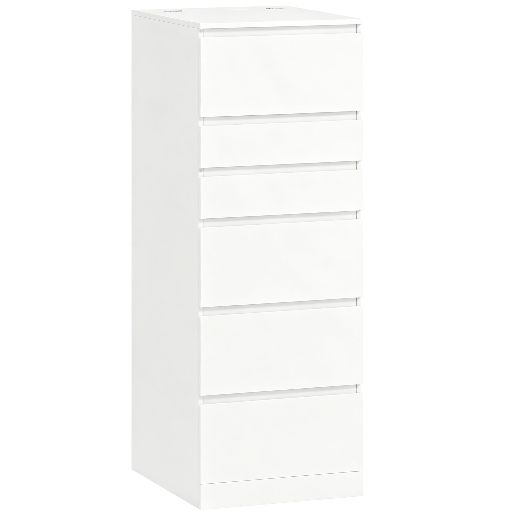 HOMCOM 6-Drawer Bedroom Chest with Hinged Mirror, 40x48x110 cm, White