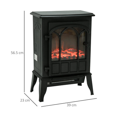 Homcom electric land fireplace power 1000w / 2000W with flame effect adjustable brightness iron and glass 39 × 23 × 56.5cm - Borgè