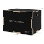 SPORTNOW Plyometric Jump Box at 3 Heights in Non-Slip Wood, 61-51-41cm, Black - Borgè