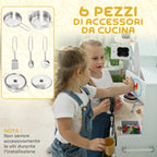 Wooden Toy Kitchen for Children Ages 3-6 with Accessory Set, Sink and Knobs with Sounds, White