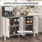 Rustic Multipurpose Cabinet with 4 Adjustable Storage Shelves, Wooden, 120x37x75 cm, Grey
