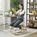 Ergonomic Chair with Birch Wood Kneeler and Cushion, 51x69x58 cm, Cream