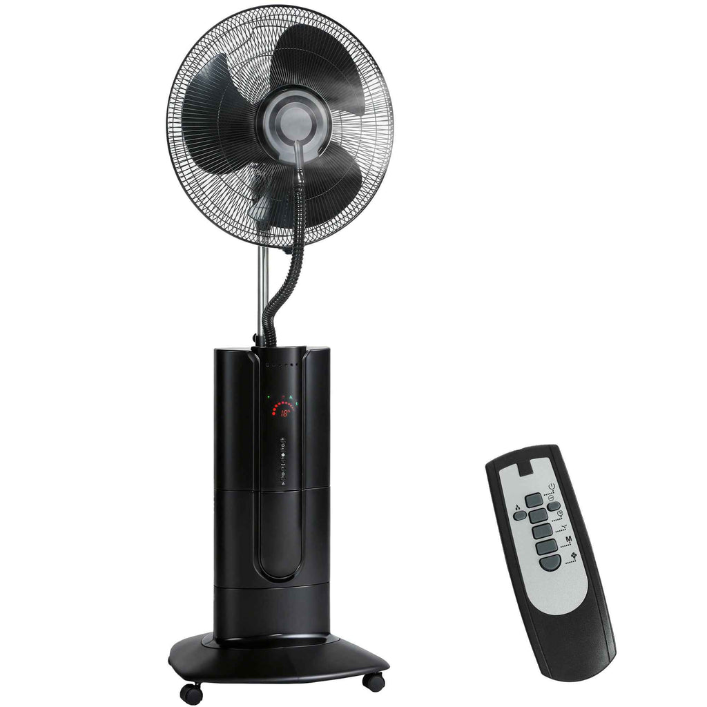 3-in-1 Oscillating Pedestal Fan with Water Mist, Remote Control, and 9-Hour Timer, 45 x 38 x 130 cm, Black