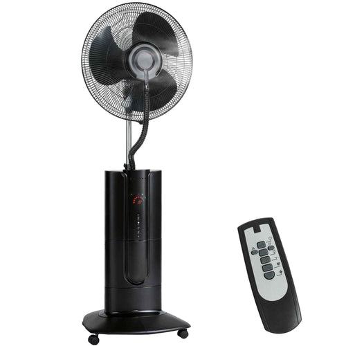 3-in-1 Oscillating Pedestal Fan with Water Mist, Remote Control, and 9-Hour Timer, 45 x 38 x 130 cm, Black