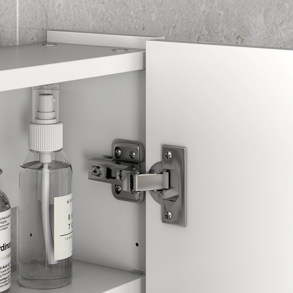 kleankin Bathroom Wall Cabinet with 3 Mirrored Doors and Adjustable Wooden Shelves 90x13.5x60 cm, White
