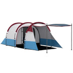 Waterproof Camping Tent with 2 Areas and 3 Entrances, in Polyester and Fiberglass, 420x200x150 cm, Red