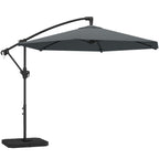Outsunny Cantilever Umbrella with Cross Base, Metal and Polyester, 302x295x242 cm, Dark Grey