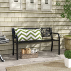 Outsunny Garden bench 2 seats in steel with decorated back and armrests, 127x50x75cm, black - Borgè