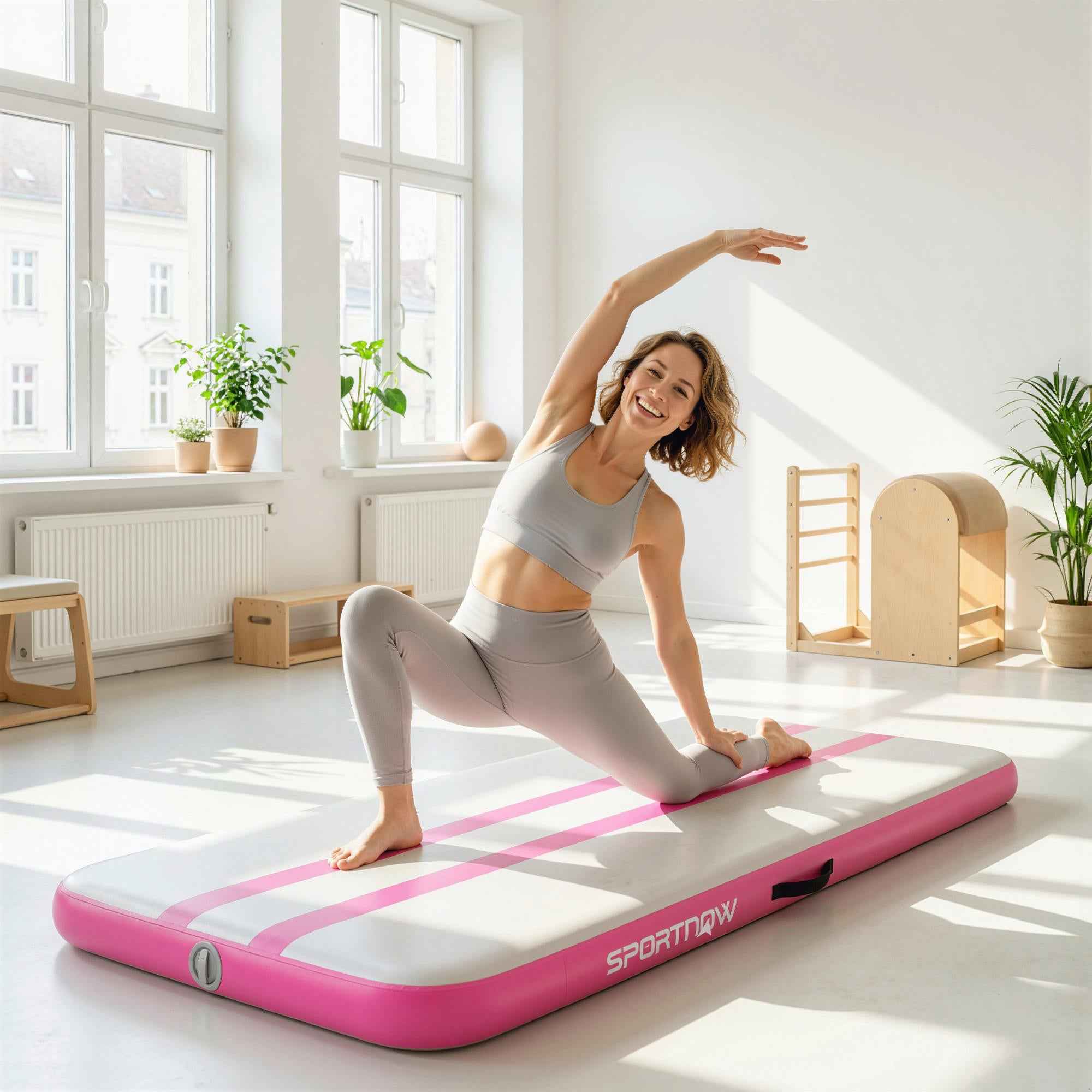 Inflatable Gymnastics Mat 2.05m with Electric Pump and Carry Bag