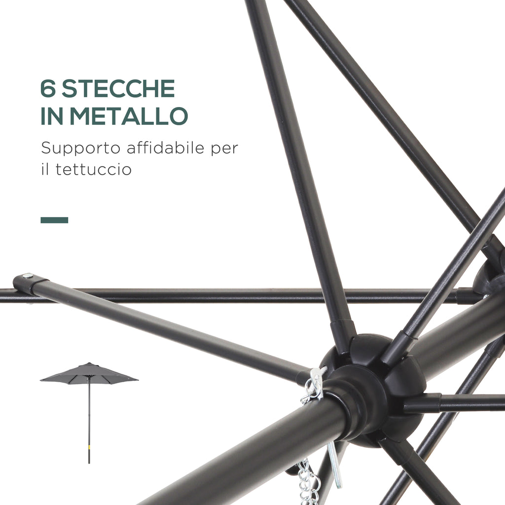 Garden Umbrella 2x2 m with 6 Ribs with Air Vent, in Aluminium, Metal and Dark Gray Polyester