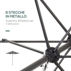Garden Umbrella 2x2 m with 6 Ribs with Air Vent, in Aluminium, Metal and Dark Gray Polyester