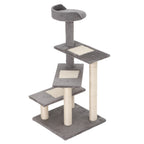 100cm Cat Scratching Post with Round Bed, Sisal Posts and Plush Lining, Grey