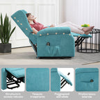 135° Reclining Lift Chair with Footrest and Remote Control, in Blue Fabric, 74x94x111 cm