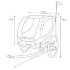 PawHut Foldable Bicycle Pet Trailer, black and white, 130x90x110cm - Borgè