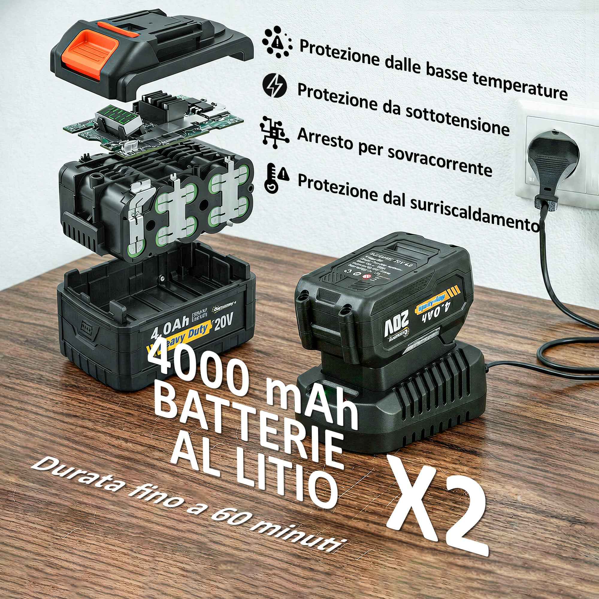 Outsunny Cordless Hedge Trimmer with 2 x 4000mAh Batteries and Aluminum Telescopic Pole