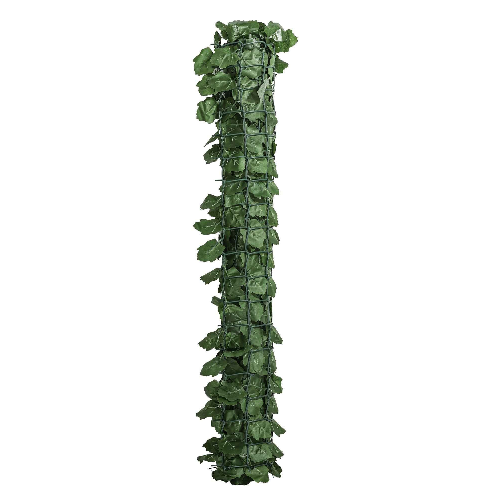 Outsunny PE Ivy Leaf Faux Hedge Roll for Balcony and Garden, 300x100 cm, Dark Green