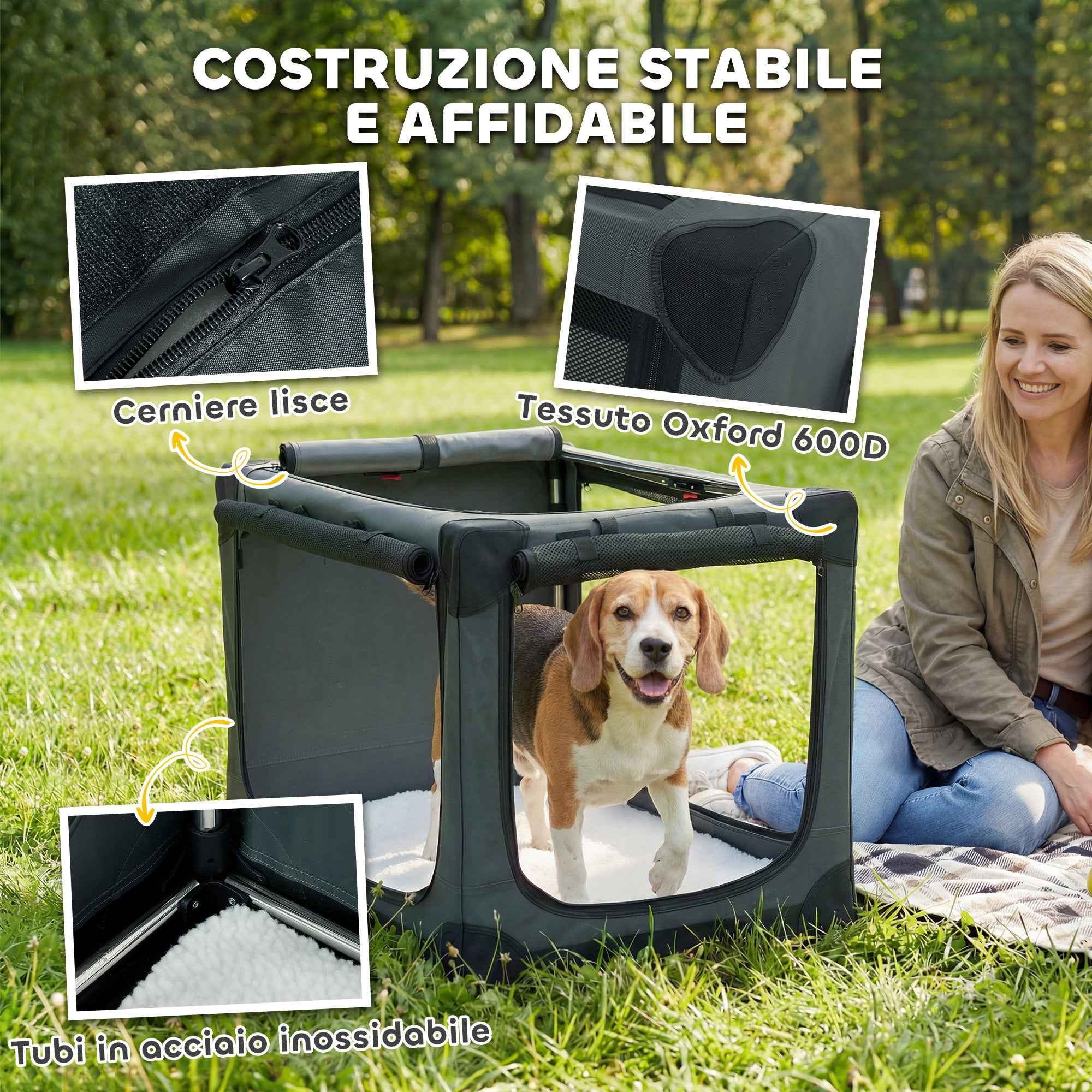 PawHut Soft Foldable Dog and Cat Carrier with Cushion, Washable Cover, Doors, Breathable 600D Oxford, 76x54x54 cm, Green