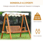 Classic Style Garden Swing Solid Pine Wood Compliant with FS Standards Polyester Fabric Sun Shade Canopy with PA Coating 162x130x185cm 240kg